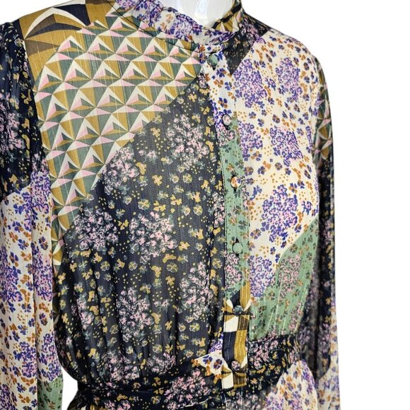 Suncoo Paris Carissa Robe, Pleated , Tie Waist, Midi, Lined, Flowy, Size T2 / M - Picture 10 of 11